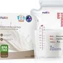 Nuliie 50 Pcs Breastmilk Storage Bags, 8 OZ Breast Milk Storing Bags, BPA-Free, Milk Storage Bags with Pour Spout for Breastfeeding, Self-Standing Bag, Space Saving Flat Profile