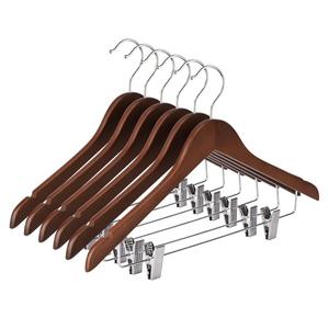 Ulimart Wooden Hangers with Clips 12 Pack Wooden Pants Hangers,Skirt Hangers with Adjustable Clips,Hangers for Pants,Jeans,Slacks,Shorts（Walunt）