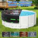 10ft Round Pool Cover for Above Ground Pools, 420D Heavy Duty Solar Pool Cover with Windproof Strap Tensioner & Velcro Stickers, Side Seamless Tear Resistant, Weatherproof & UV Resistant
