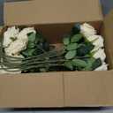 50 PCS Fake Champagne Roses, Artificial Flowers Bulk Realistic Silk Faux Rose with Stems for Wedding Decorations, Bridal Bouquets, Mother's Day Thanksgiving DIY Floral and Home Decor