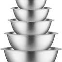 Stainless Steel Mixing Bowl Set - 6 Piece Nesting Bowls, 5qt to 0.5qt, Ideal for Kitchen, Cooking, Baking and Storage