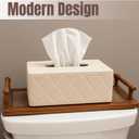 Tissue Box Cover Rectangle, Leather Tissue Holder for Bathroom, Tabletop, Car, Night Stands, Office, Home, Kitchen, Facial Tissue Case (Cream)