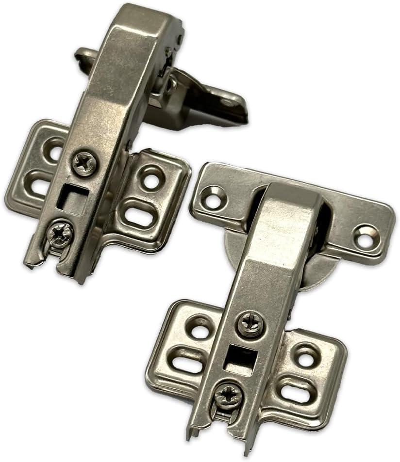 2 Piece Frameless Cabinet Door Hinges, 90 Degree Kitchen Hinges for Cabinet Folding Replacement Hardware [4 Holes]