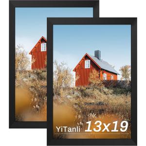 13x19 Picture Frame 2 Pack, Black Wall Gallery Frame for Posters