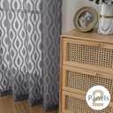 2 x Aiyufeng Extra Long Grey Sheer Curtains 96 Inches Long for Bedroom 2 Panels Set, Farmhouse Wavy Line Light Filtering Clip Jacquard Solid Voile Living Room Curtains, Dual Rod Pocket, 40" Wx96 L Inches