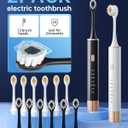 Aneebart Sonic 2 Pack Electric Toothbrush for Adults and Kids, Travel Toothbrush Includes 12 Replacement Toothbrush Heads, 6 Modes with 2 MIN Smart Timer (Black White)