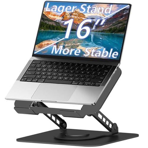 TAPMEI Adjustable Laptop Stand, 360 Rotating Computer Riser, Stable Base Stand Holder for MacBook Pro/Air Notebook up to 16 Inches, Black