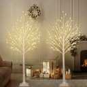 2 Pack 5FT 200LED Christmas Lighted Birch Tree, Timer Function Prelit Artificial Tree Lamp Plug in with Warm White Lights, 2 Modes Twinkling Twig Trees for Indoor Outdoor Party Christmas Decorations
 Warm White 