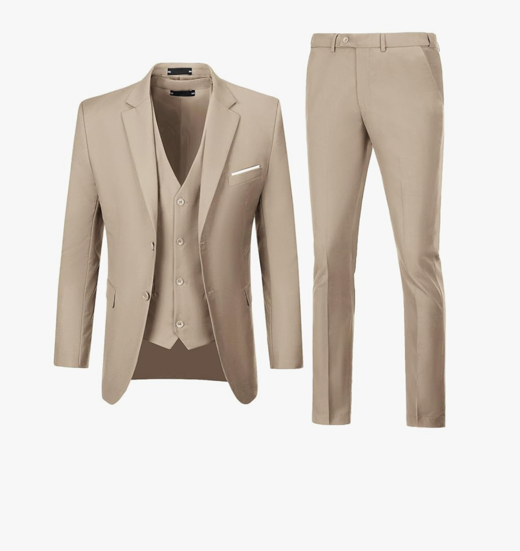 Men Suits 3 Pieces Set Slim Fit Wedding Suit Groomsmen Prom Suit Tuxedo Business Formal Casual Groom Suit Jacket Blazer Pants size XL