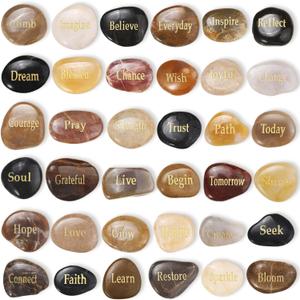 Coume 36 Pcs Inspirational Stones Different Words Encouragement Stones Engraved Stone Engraved Rocks Faith Stones Prayer Stones Encouragement Rocks Gift for Friend Family Garden