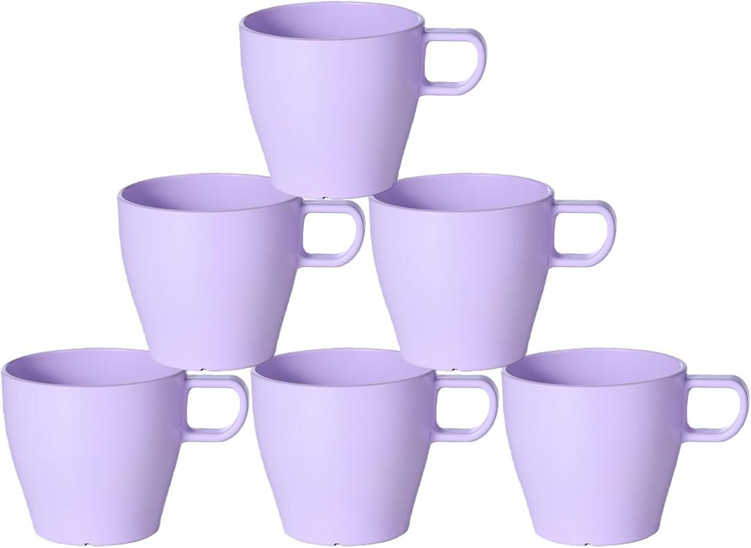 6-Pack 10oz Unbreakable Coffee Mugs, Microwave Safe Premium Drinkware (Up to 320), Lightweight Shatterproof Cups for Keurig, Kids, RV & Camping, BPA-Free (Purple)