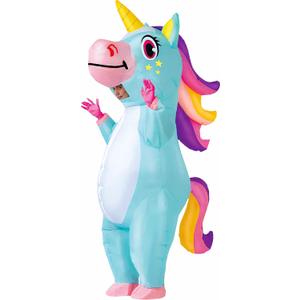 Spooktacular Creations Inflatable Costume Adult, Full Body Riding a Unicorn Blow Up Costume for Halloween Inflatables Party (Blue)