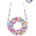 Aolcev USB C Cable 66W 2 in 1 Multi USB to USB C Charger Cord for iPhone 17 16 15 Pro Max 6.6FT Beaded Type C Fast Charging Cable for iPhone Charger for iPhone 14 13 12 Pro Max Galaxy S25 iPad Colored