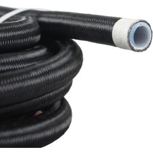 3/8 Fuel Line Hose 6AN 10FT PTFE Teflon E85 Ethanol Fuel Injection line Braided Stainless Steel EFI LS for All Oil Gas Fuel Fuel Lube Alcohol Ethanol Coolant Black