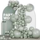 PartyWoo Dusty Green Balloons 140pcs Different Sizes Pack of 18 12 10 5 Inch Sage Olive Eucalyptus Green Boho Neutral Balloon Arch Kit for Jungle Woodland Theme Birthday Party Decorations Green-F59