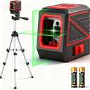 Green Laser Level with Tripod, Self-Leveling 100ft Cross Line Laser, Lazer Leveler Tool for Picture Hanging, Tile, Wall, Home Renovation, Indoor/Outdoor Use, 3 Brightness Levels, Battery Included (Red)