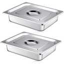 Mifoci Stainless Steam Hotel Pan with Lid, 2-1/2 Inch Deep Steam Table Pan Restaurant Supplies Reusable Anti Rust Catering Storage for Home, Party, Restaurant, Hotel, Buffet(2 Sets,1/2 Size)