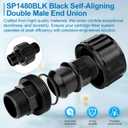 SP1480BLK Pool Pump Filter Connector Compatible with Hayward DE and Cartridge Filter, 1-1/2-Inch MIP Black Self-Aligning Double Male End Union Replace for Hayward Model #Cc1000 & Cc1500 Parts, 2 Pack