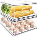 MineSign 2Pack Stackable Fridge Drawers Pull-Out Bins Divided Produce Saver Containers for Refrigerator Storage Organizers for Veggie Fruit Berry Pantry Cabinet Makeup Clothes