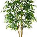 Warmplants Artificial Ficus Tree, 7ft Silk Fake Ficus Leaves Plant with Basket, Indoor Outdoor Faux Green Tree for Home Garden Office House Livingroom Dcor