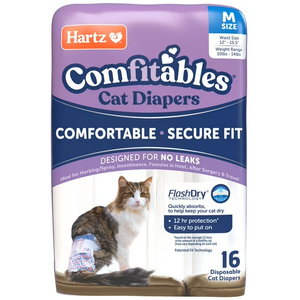 Hartz Comfitables Cat Diapers,Medium, 16 Count, Comfortable & Secure Fit, Easy to Put On