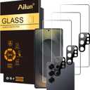Ailun Glass Screen Protector for Galaxy S25 Ultra [6.9 Inch] 3Pack + 3Pack Camera Lens Tempered Glass Fingerprint Unlock 0.25mm Ultra Clear Anti-Scratch Case Friendly [Not For S25/S25 Plus/S25 Edge] (Transparent)
