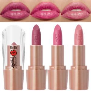 USHAS 3Pcs Lipstick Set - Long Lasting Lip Makeup, Brown & Nudes lipstick for women, Full Coverage Lip Color, Matte Non-Stick Lipstick Makeup for Women (Set 2 (04+05+06), 3Pcs) (1 Count (Pack of 1))