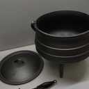 Bruntmor 12 Quart Cast Iron Dutch Oven Cauldron Pot - Camping Cookware with Lid - Pre-Seasoned Heavy-Duty Potjie for Stews, Soups, Braising, and Frying Over Fire Pit Grill or Camp Stove - Black