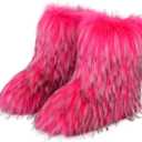 Valpeak Snow Boots for Women 2024 Furry Boots Winter Knee High Flat Heel Fluffy Faux Fur Boots