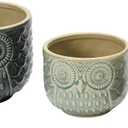 Decorative Stoneware Owl Containers