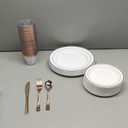 Tableware Dinnerware Set, Premium Heavyweight, Reusable or Disposable Party Plates, Includes Dinner Plate, Dessert Plate, Cutlery, and Cup (Rose Gold, 150-Piece Set, Serves 25 Guests)