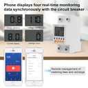 WiFi Circuit Breaker Smart Miniature Circuit Breaker - Single Phase AC85-300V 63A, Din Rail Mount, for Leakage, Over/Under Voltage and Over Current Protection (Top Input, Bottom Output)