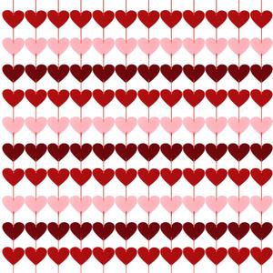 12 PCS Valentines Banner, Hanging Valentines Decor, Pre-Assemble Heart Banner Galentines Day Decorations for Holiday Classroom School Home Backdrop DecorRed, Pink, Burgundy
