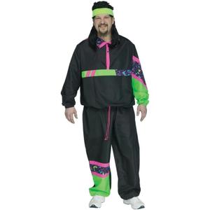 Fun World mens 80's Track Suit Adult Sized Costumes, Multi, One Size US