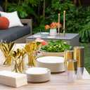 By Madee HEAVYWEIGHT Fancy Plastic Dinnerware Sets  White and Gold Disposable Plates, Premium Cutlery & Linen-Like Napkins | Elegant Disposable Dinnerware Set - 175 Pc for 25 Guests