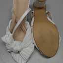 Lovee Cosee Women's Bow Knot Heeled Sandals Pleated Open Toe Ankle Strap Chunky Heels for Bride Wedding Size 8.5