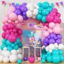 HILAVO Pink Purple Balloon Arch Kit 130 Pcs Blue Purple Pink Party Balloons Garland Pastel Hot Pink Teal Purple White Latex Balloon for Girls Mermaid Birthday Baby Shower Wedding Party Decorations