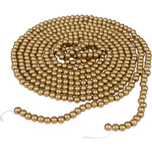 One Holiday Way 18-Foot Long Rustic Metallic Gold Wood Bead Garland Christmas Tree Decoration - Vintage Style Wooden Elegant Farmhouse Winter Home Decor