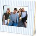 Blue and White Striped Picture Frame 5x7, Wedding Engagement Gifts for Newlyweds Couple Husband Wife, Minimalist Blue Photo Picture Frames for Desk Tabletop Wall Display Decorations