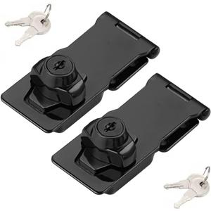 2 Packs Keyed Hasp Locks Twist Knob Keyed Locking Hasp for Small Doors, Cabinets and More,Stainless Steel Steel, Hasp Lock Catch Latch Safety Lock Door Lock with Keys (4inch, Bliack)