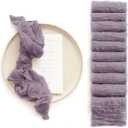 Ling's Moment Luxury Cloth Wedding Napkins - 19x19 Inch Reusable Cheesecloth Linen Napkins for Wedding Reception, Bridal Shower, Dinner Table - Washable, Durable (Set of 10), [Purple]