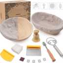 CODOGOY Banneton Bread Proofing Basket Set, Sourdough Bread Baking Supplies with 9" Round & 10" oval Handmade Natural Rattan Proofing Basket and Complete Bread Making Tools