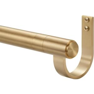 Curtain Rods for 28-130” Windows, Splicing Construction, 1” Adjustable Drapery Rod with Aluminum Alloy Brackets and Finials for Window, Sliding Door, Patio, Living Room Decoration, Brushed Gold