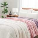 Berkshire Blanket-Sherpa Fleece Blanket, Warm and Soft Loftmink Reversible Blanket for Bed, Sofa and Travel, Cream, 90 in x 90 in (Full/Queen)