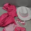 Cowgirl Costume Girls Kids Disco Outfits Movie Heroine Dress Up for Halloween Birthday Cosplay Party (150(9-10 Years), Hot Pink)