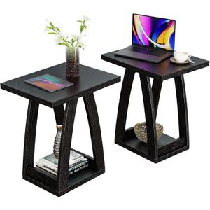 End Tables Living Room Set of 2. Side Tables Living Room. Side Table Beside Sofa. Modern End Table for Home. Black End Tables Set of 2