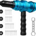LIBRATON Rivet Gun Adapter, Rivet Gun Adapter for Electric Drill, Rivet Drill Attachment, for Cordless Electric Power Drill, with Handle, Easy Processing for Pop Rivets, 3/32" 1/8" 5/32" 3/16"