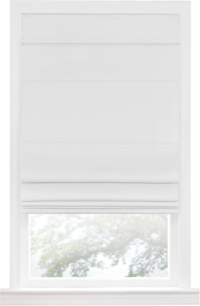 Roman Blackout Cordless Window Shade, 100% Room Darkening Blackout Material Completely Cordless, making it safe around children and pets   76.2x163cm / 30x64inch white