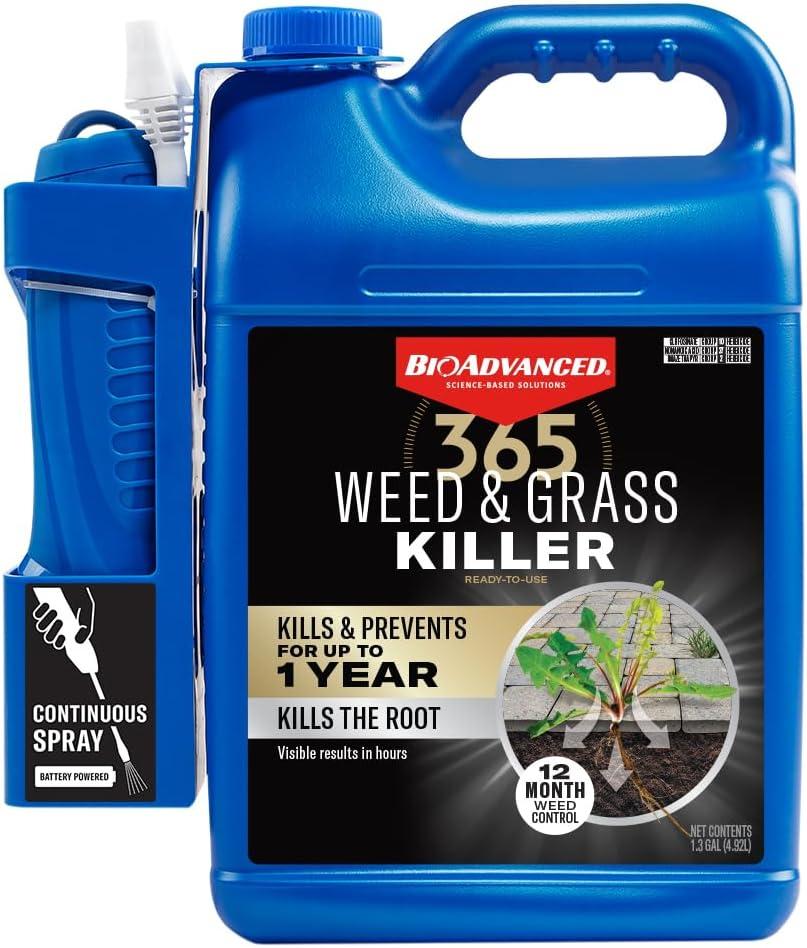 BioAdvanced 365 Weed & Grass Killer Spray - 1.3 gal Bottle - Weed Killer Spray - Kills & Prevents for Up to 12 Months - Visible Results in Hours - Kills the Root When Used as Directed