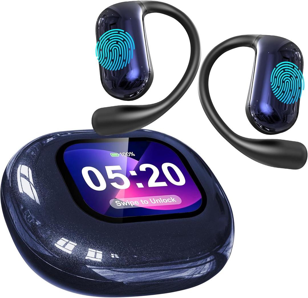 AI Translation Earbuds Real Time - Translator Earbuds for 144 Languages, LCD Touch Screen, Open-Ear Design, Translation Headphones, Audfonos Traductores, Perfect for Travel, Business -Sapphire Blue